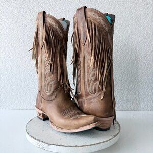 Lane SENITA FALLS Brown Cowboy Boots Fringe Western Cowgirl Mid Calf Womens 10